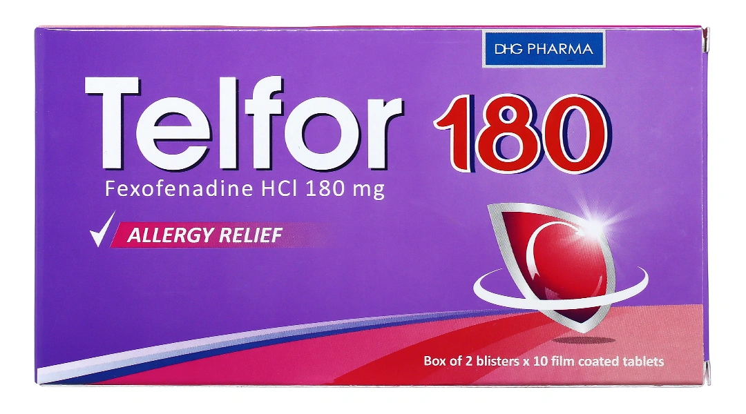 Telfor 180 trị triệu chứng của bệnh mề đay mãn tính (2 vỉ x 10 viên) - 1