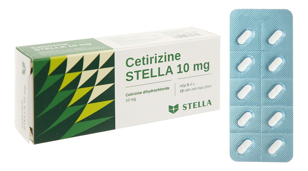 Cetirizine Stella 10mg giảm các triệu chứng viêm mũi dị ứng (5 vỉ x 10 viên) - 