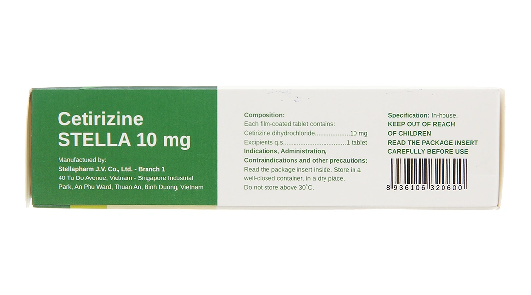 Cetirizine Stella 10mg giảm các triệu chứng viêm mũi dị ứng (5 vỉ x 10 viên) - 3