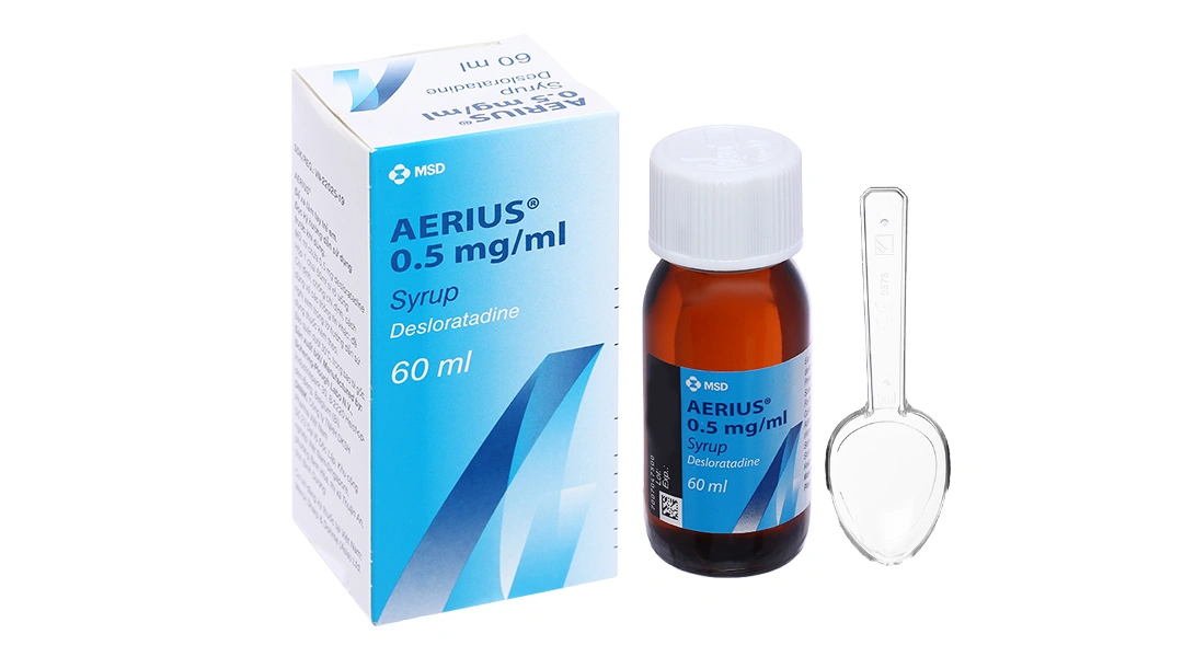 Siro Aerius 0.5mg/ml điều trị các triệu chứng viêm mũi dị ứng, mày đay chai 60ml - 