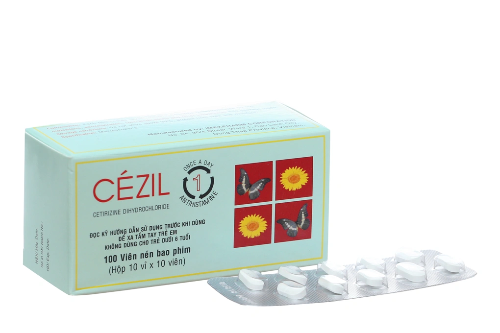 Cézil 10mg trị viêm mũi dị ứng, mày đay (10 vỉ x 10 viên) - 