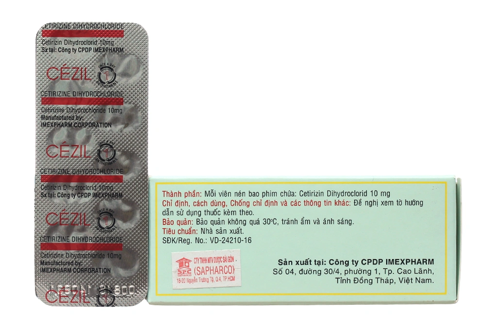 Cézil 10mg trị viêm mũi dị ứng, mày đay (10 vỉ x 10 viên) - 1