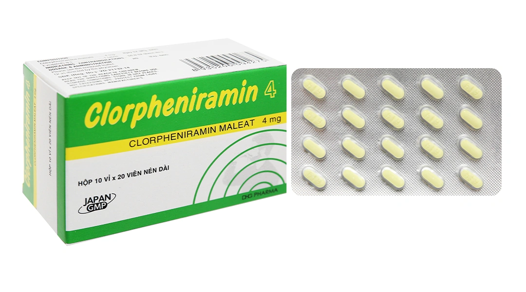 Clorpheniramin 4 DHG Pharma trị viêm mũi dị ứng, mày đay (10 vỉ x 20 viên) - 