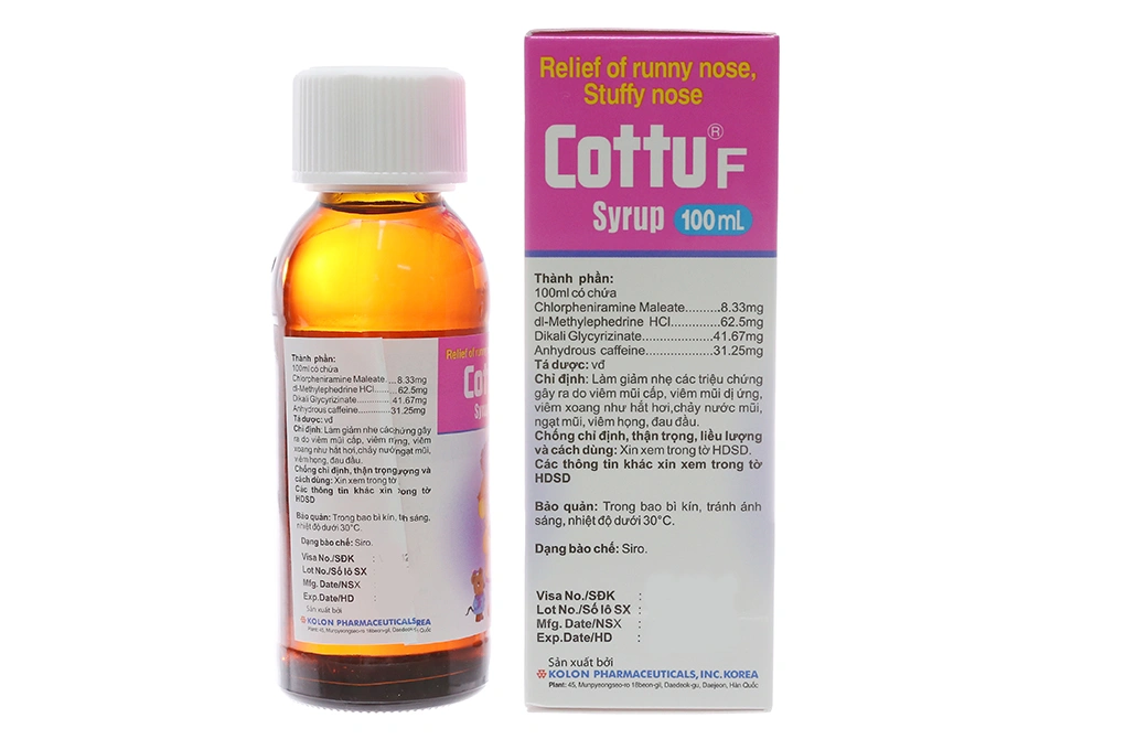 Siro Cottu F Syrup trị viêm mũi dị ứng, mày đay chai 100ml - 1