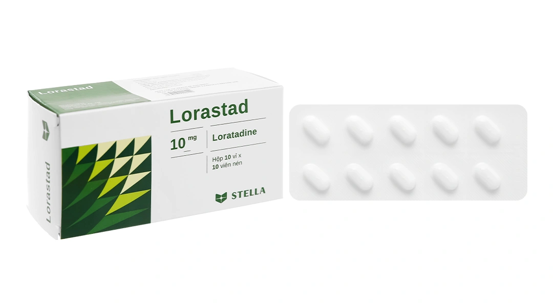 Lorastad 10mg giúp giảm các triệu chứng dị ứng (10 vỉ x 10 viên) - 