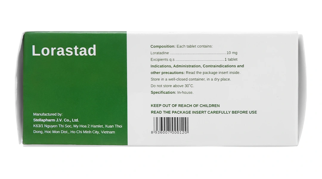 Lorastad 10mg giúp giảm các triệu chứng dị ứng (10 vỉ x 10 viên) - 3