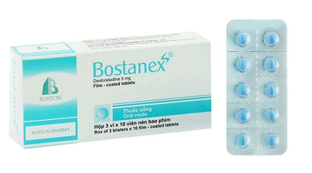 Bostanex 5mg trị viêm mũi dị ứng, mề đay (3 vỉ x 10 viên) - 