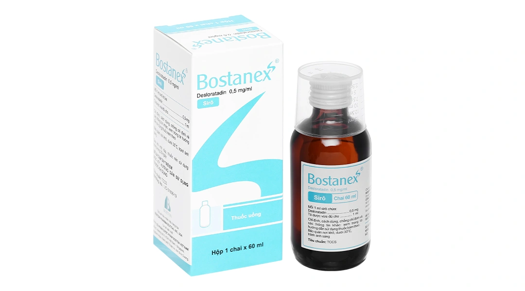 Siro Bostanex 0.5mg/ml giảm các triệu chứng viêm mũi dị ứng, mề đay chai 60ml - 