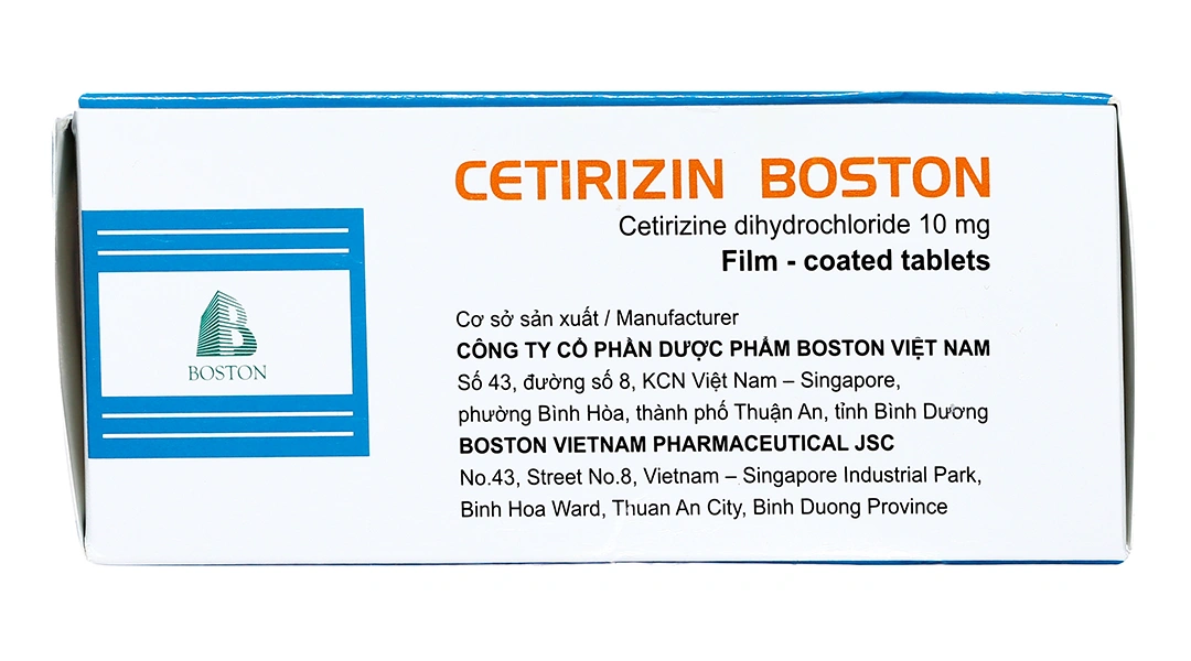 Cetirizin Boston 10mg giảm triệu chứng viêm mũi dị ứng, mày đay (10 vỉ x 10 viên) - 3