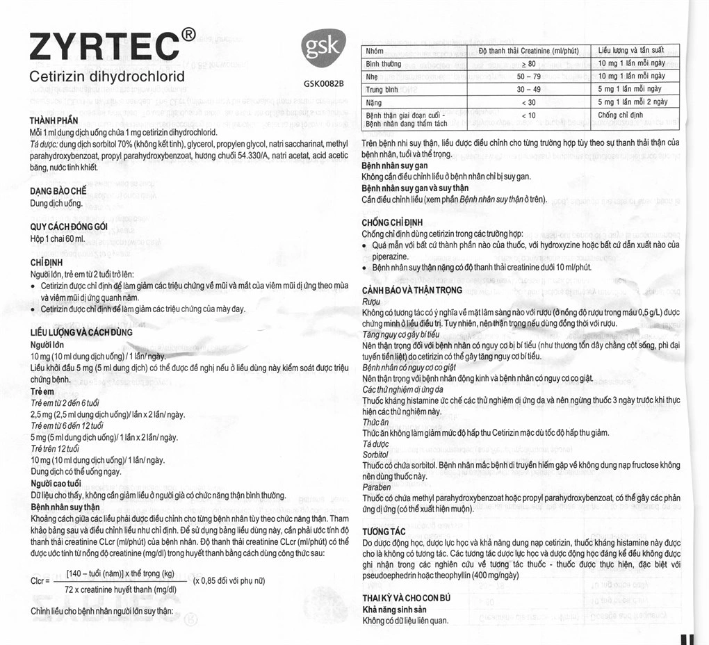 Dung dịch uống Zyrtec 0.1% giảm triệu chứng viêm mũi dị ứng, mề đay chai 60ml - 6