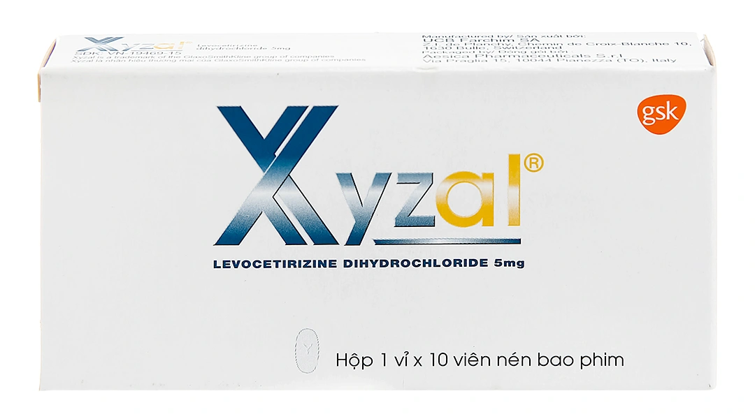 Xyzal 5mg trị viêm mũi dị ứng, mề đay (1 vỉ x 10 viên) - 1