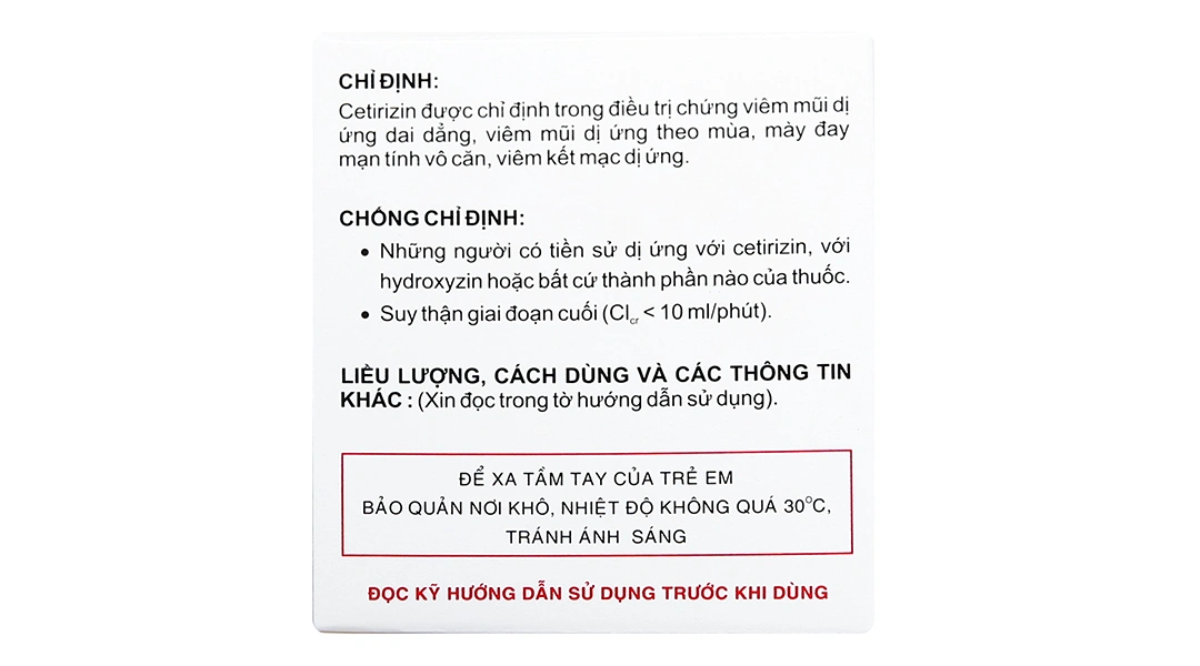 Cetirizin Vidipha 10mg trị viêm mũi dị ứng, mề đay (10 vỉ x 10 viên) - 1