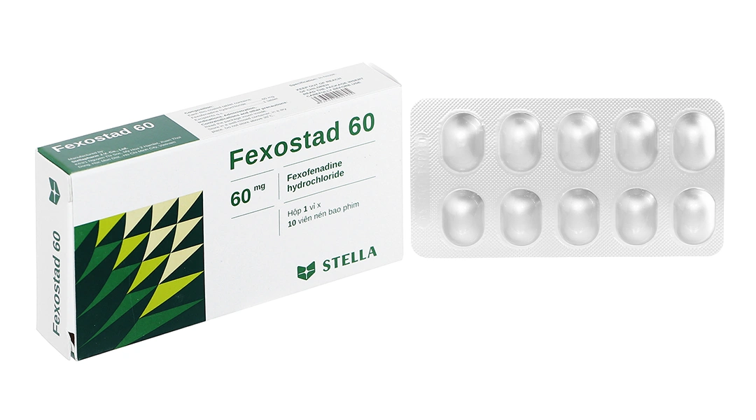 Fexostad 60 trị triệu chứng viêm mũi dị ứng, mày đay (1 vỉ x 10 viên) - 