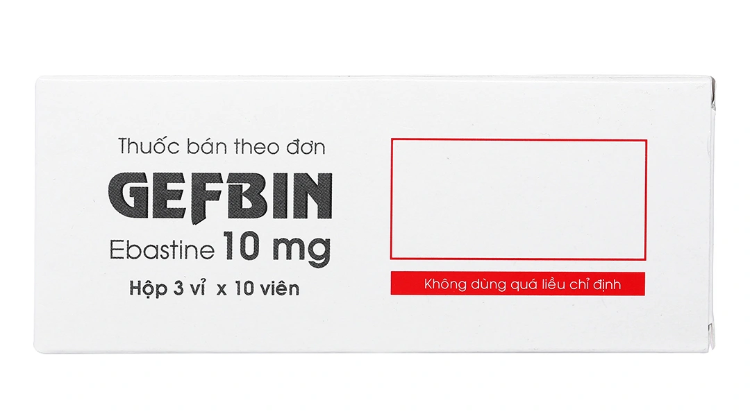 Gefbin 10mg trị viêm mũi dị ứng, nổi mày đay vô căn mạn tính (3 vỉ x 10 viên) - 1