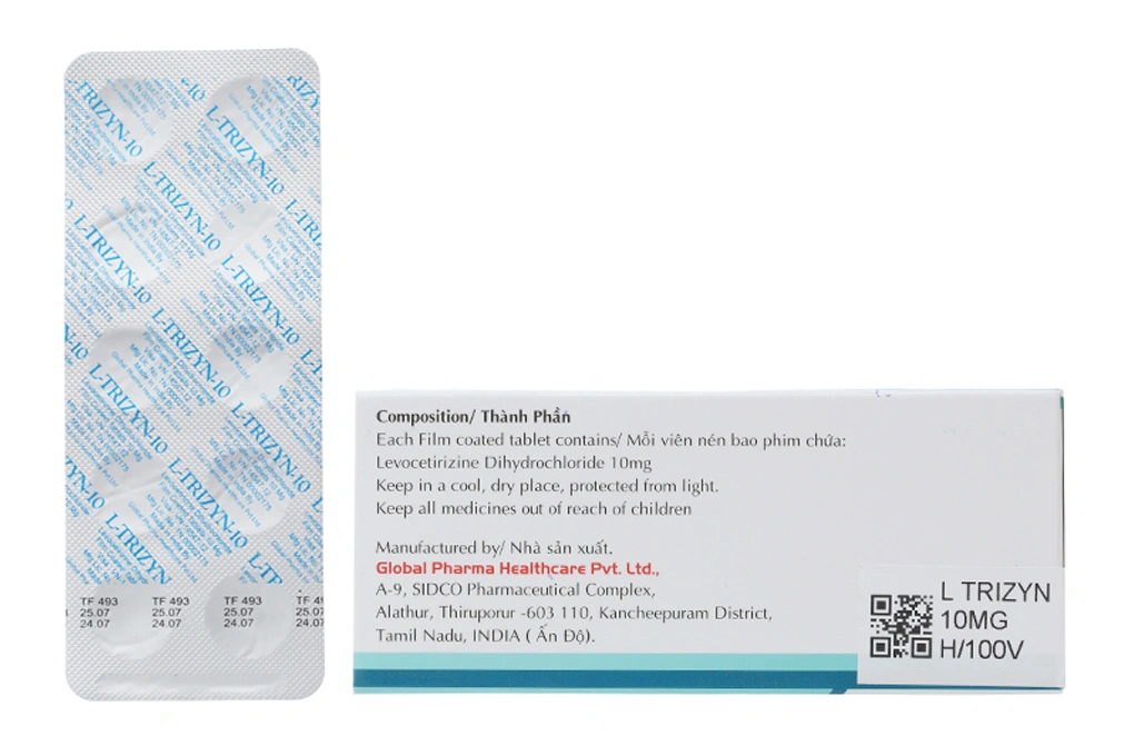 L-Trizyn-10 trị viêm mũi dị ứng, mày đay (10 vỉ x 10 viên) - 2