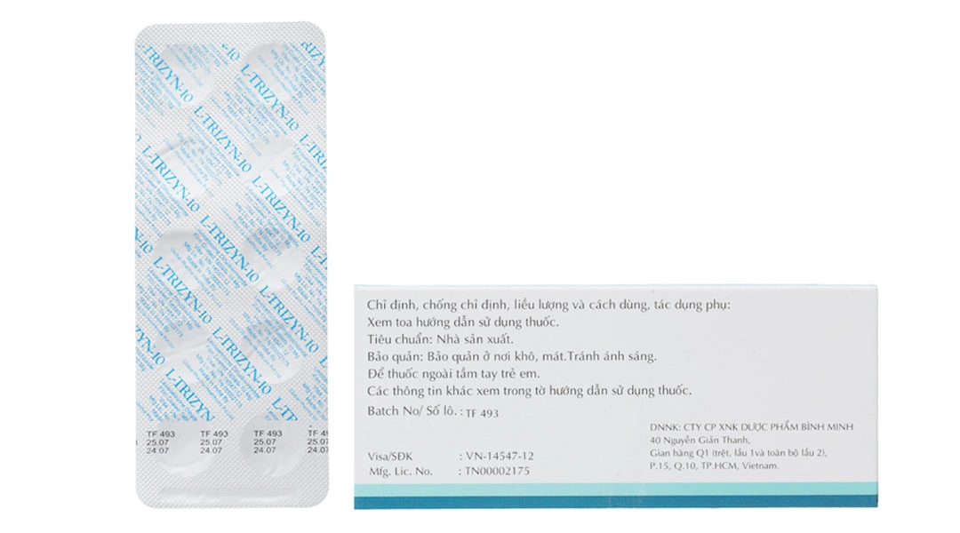 L-Trizyn-10 trị viêm mũi dị ứng, mày đay (10 vỉ x 10 viên) - 3