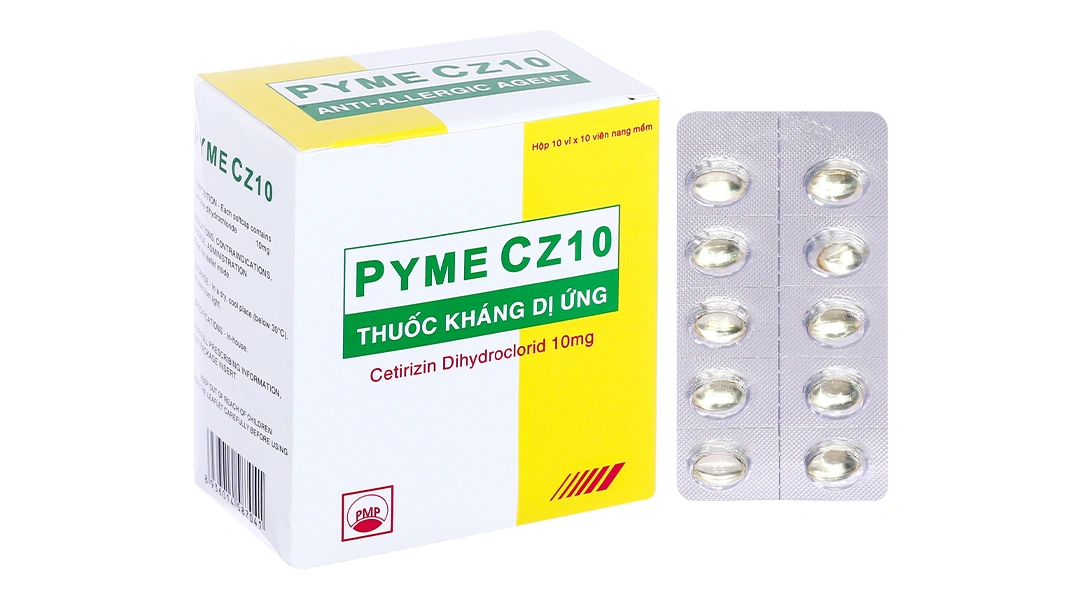 Pyme CZ10 trị viêm mũi dị ứng, mày đay (10 vỉ x 10 viên) - 
