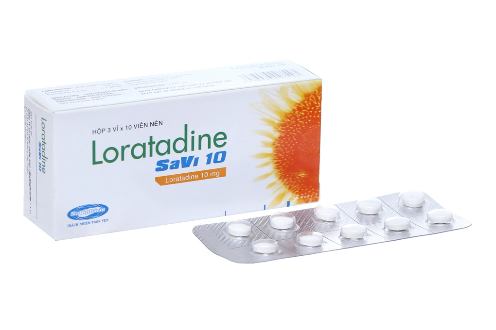 Loratadine Savi 10 trị viêm mũi dị ứng, mày đay (3 vỉ x 10 viên) - 