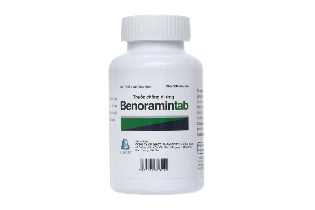 Benoramintab trị viêm mũi dị ứng, mày đay lọ 500 viên - 1
