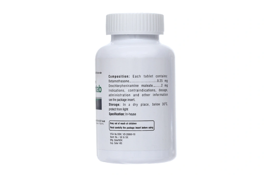 Benoramintab trị viêm mũi dị ứng, mày đay lọ 500 viên - 3