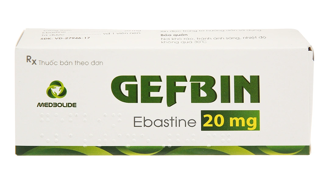 Gefbin 20mg trị viêm mũi dị ứng, nổi mày đay vô căn mạn tính (3 vỉ x 10 viên) - 1