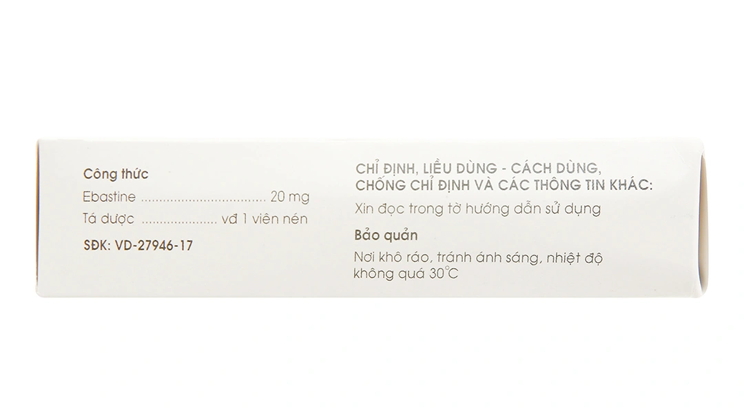 Gefbin 20mg trị viêm mũi dị ứng, nổi mày đay vô căn mạn tính (3 vỉ x 10 viên) - 2
