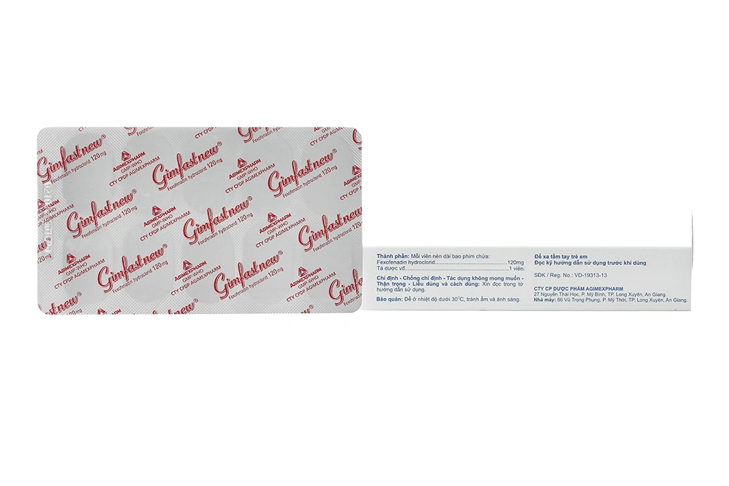 Gimfastnew 120mg trị viêm mũi dị ứng, mày đay (2 vỉ x 10 viên) - 2