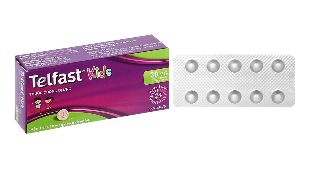 Telfast Kids 30mg trị viêm mũi dị ứng, mày đay cho bé (1 vỉ x 10 viên) - 9