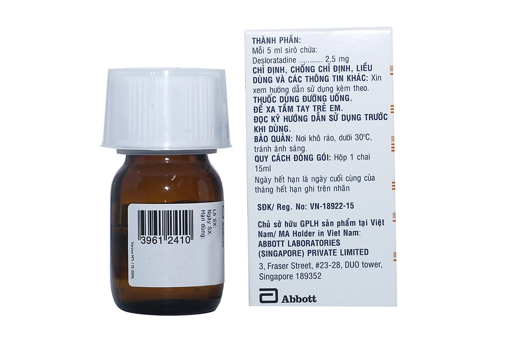 Siro Rinofil 2.5mg/5ml trị viêm mũi dị ứng, mày đay chai 15ml - 2