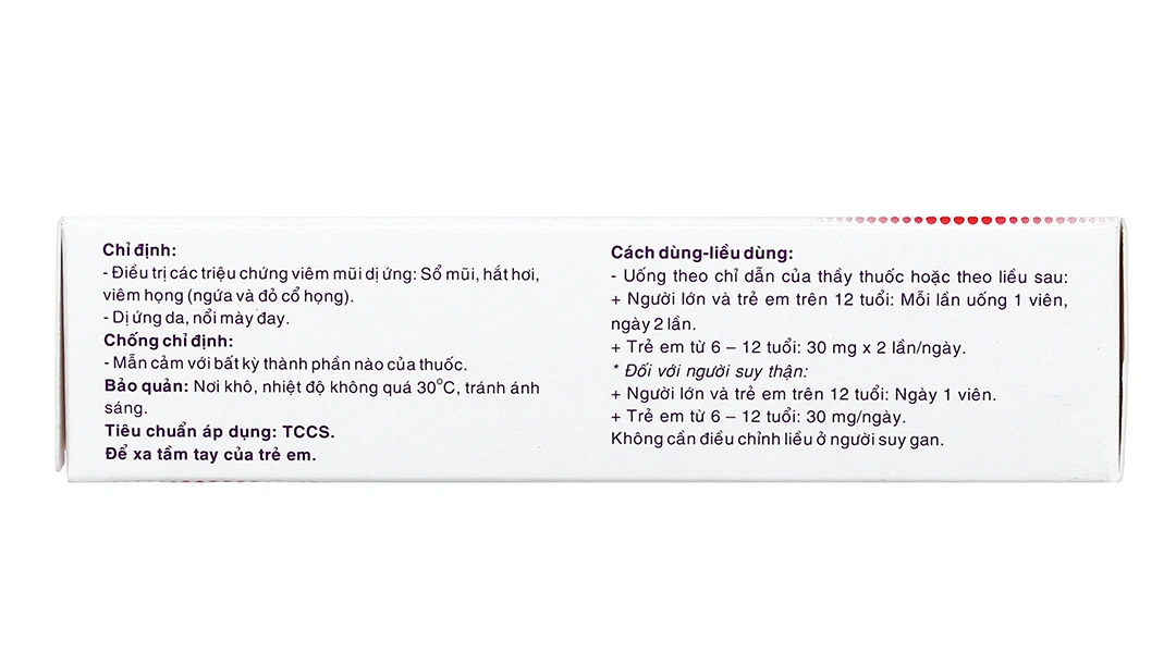 Fexophar 60mg trị viêm mũi dị ứng, dị ứng da, nổi mề đay (5 vỉ x 10 viên) - 3