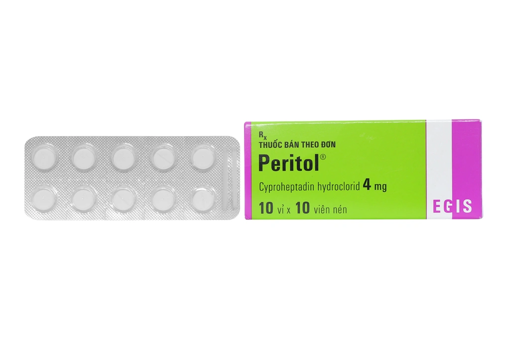 Peritol 4mg trị dị ứng, đau đầu (10 vỉ x 10 viên) - 