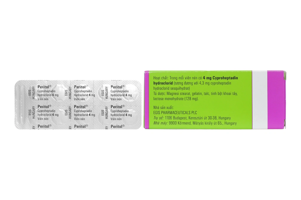 Peritol 4mg trị dị ứng, đau đầu (10 vỉ x 10 viên) - 1