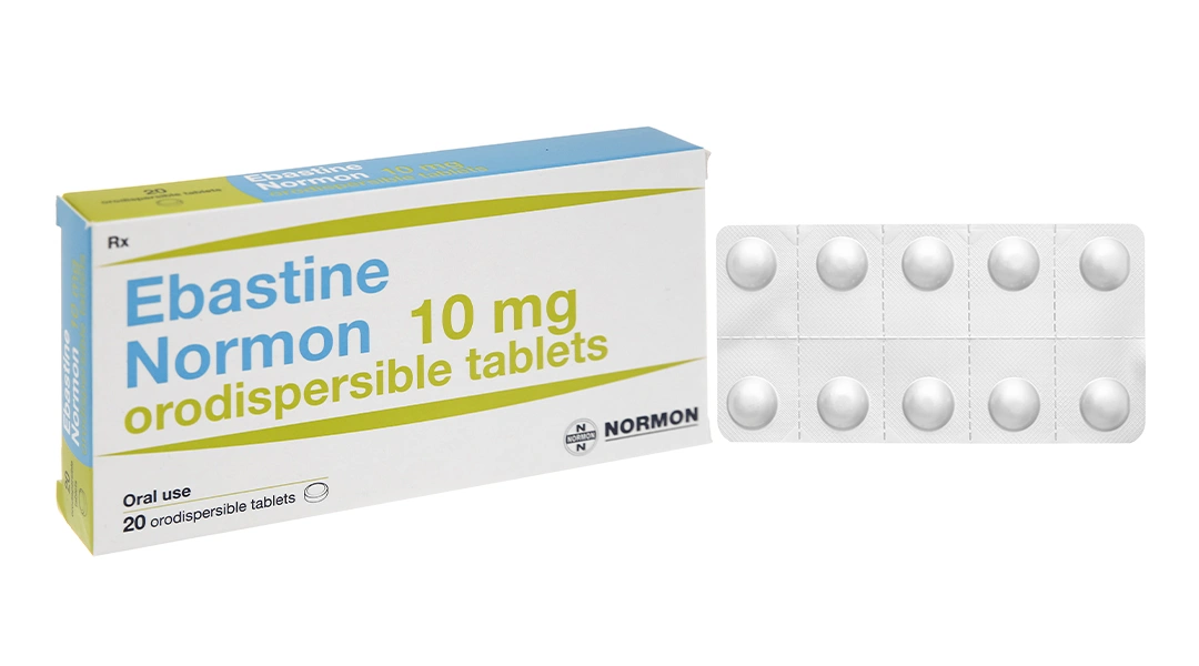 Ebastine Normon 10mg Orodispersible tablets trị viêm mũi, mày đay (2 vỉ x 10 viên) - 