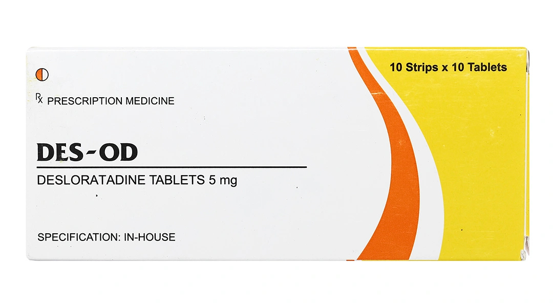 Des-OD 5mg giảm triệu chứng viêm mũi dị ứng, mề đay (10 vỉ x 10 viên) - 1