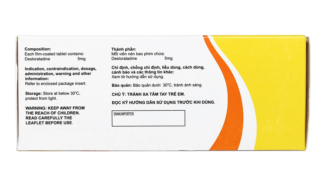 Des-OD 5mg giảm triệu chứng viêm mũi dị ứng, mề đay (10 vỉ x 10 viên) - 3
