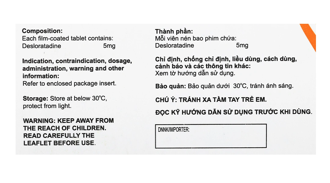 Des-OD 5mg giảm triệu chứng viêm mũi dị ứng, mề đay (10 vỉ x 10 viên) - 4