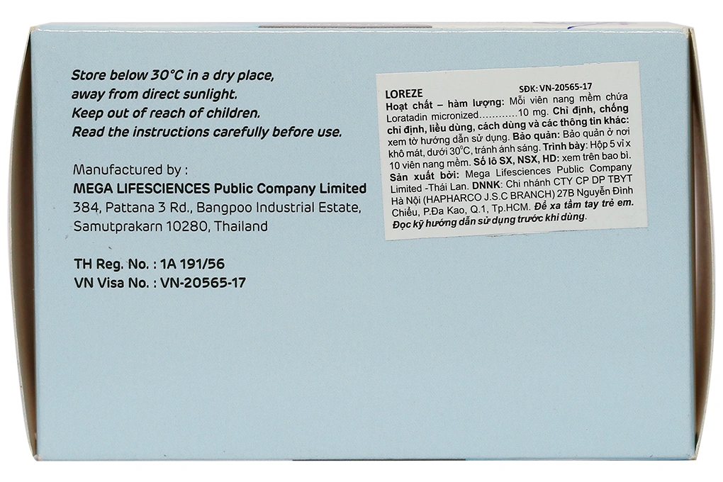 Loreze Clearcap 10mg trị triệu chứng viêm mũi dị ứng, mày đay (5 vỉ x 10 viên) - 2