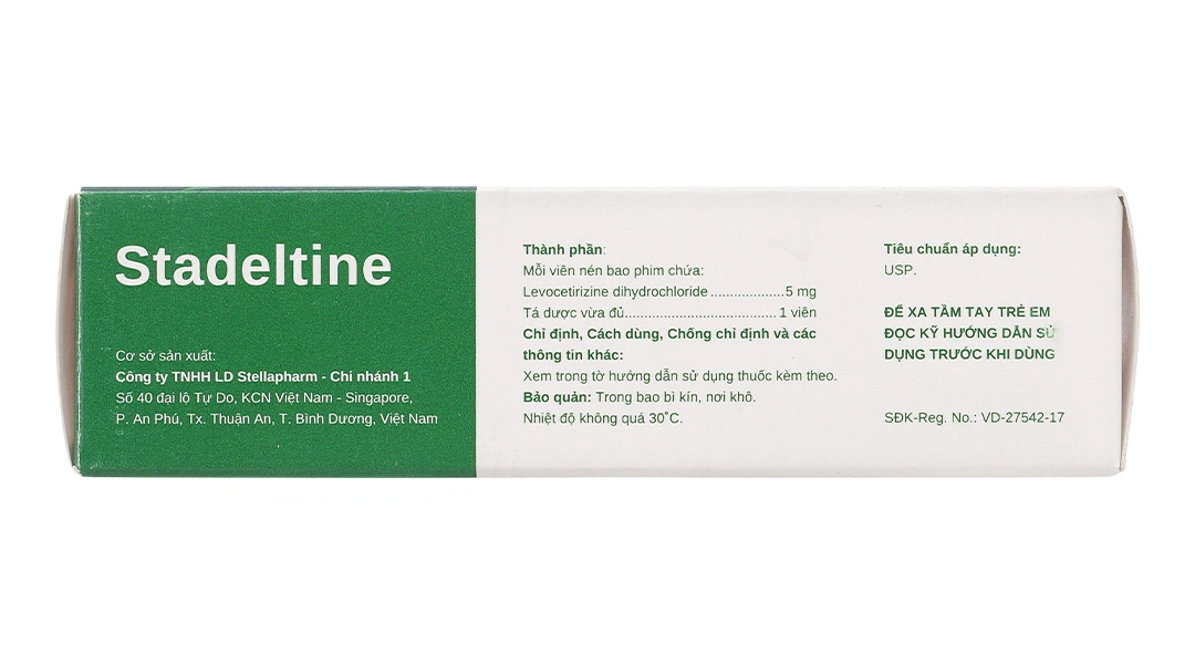 Stadeltine 5mg giảm các triệu chứng viêm mũi dị ứng, mề đay (5 vỉ x 10 viên) - 2
