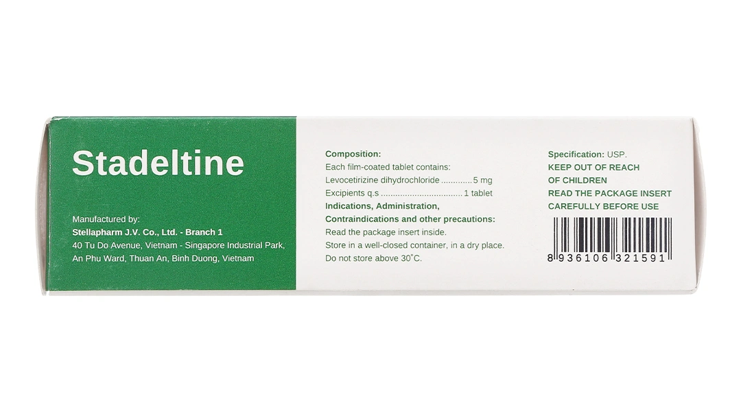 Stadeltine 5mg giảm các triệu chứng viêm mũi dị ứng, mề đay (5 vỉ x 10 viên) - 3