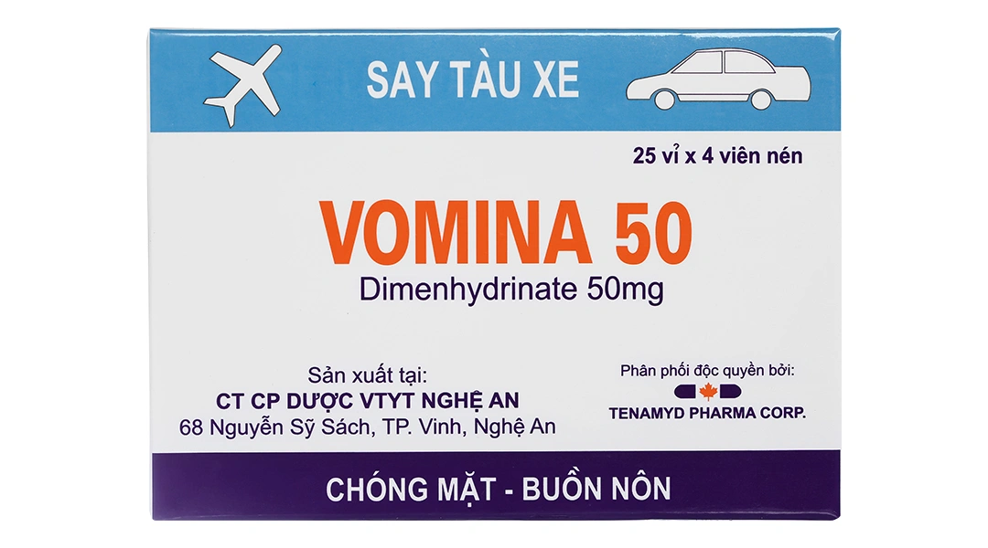 Vomina 50 trị chóng mặt, buồn nôn (25 vỉ x 4 viên) - 2