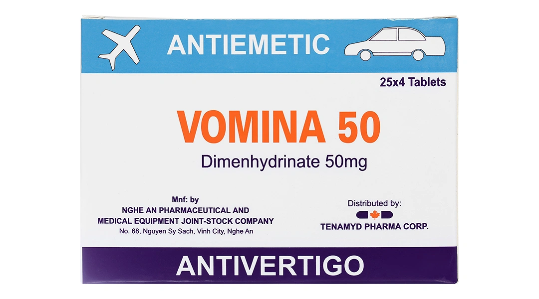 Vomina 50 trị chóng mặt, buồn nôn (25 vỉ x 4 viên) - 3