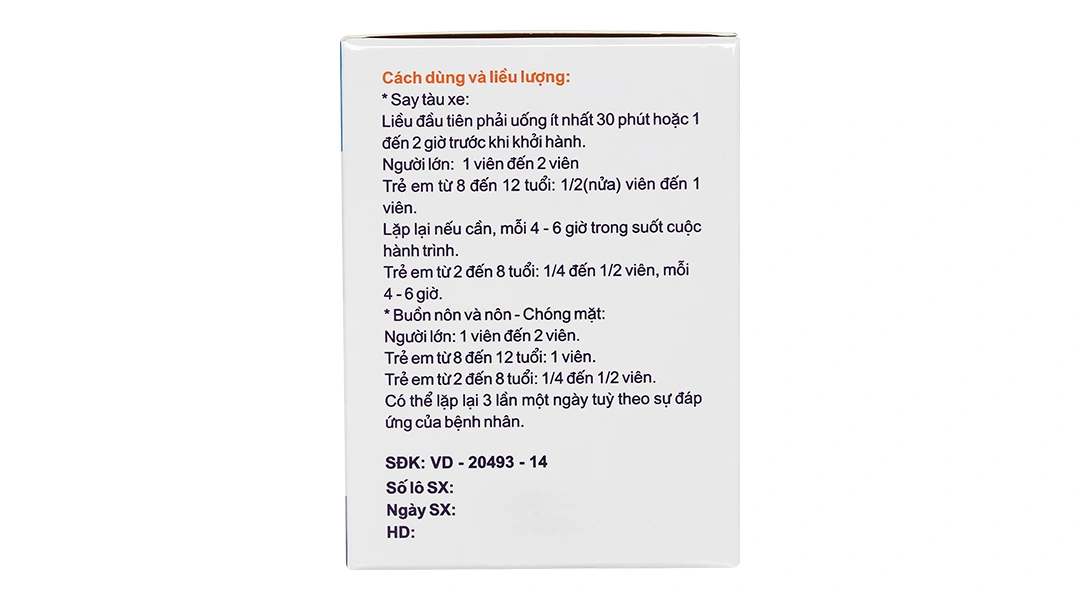 Vomina 50 trị chóng mặt, buồn nôn (25 vỉ x 4 viên) - 5