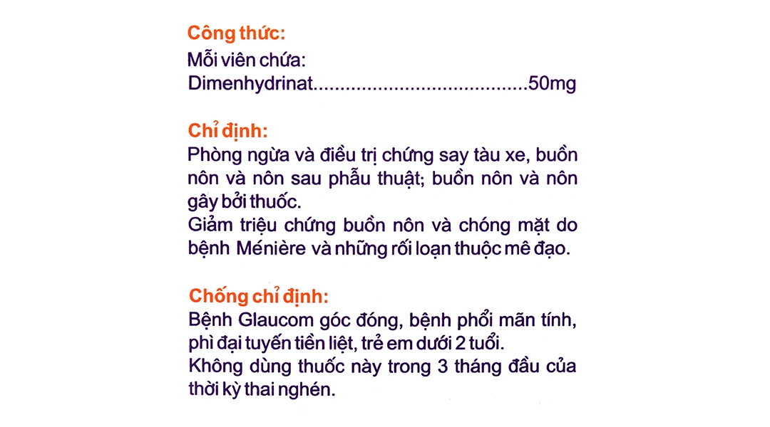 Vomina 50 trị chóng mặt, buồn nôn (25 vỉ x 4 viên) - 7