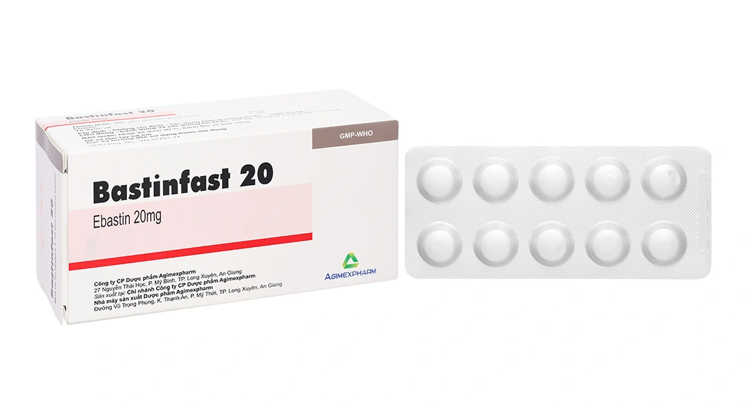 Bastinfast 20 trị triệu chứng viêm mũi dị ứng, ngứa da, mày đay (10 vỉ x 10 viên) - 