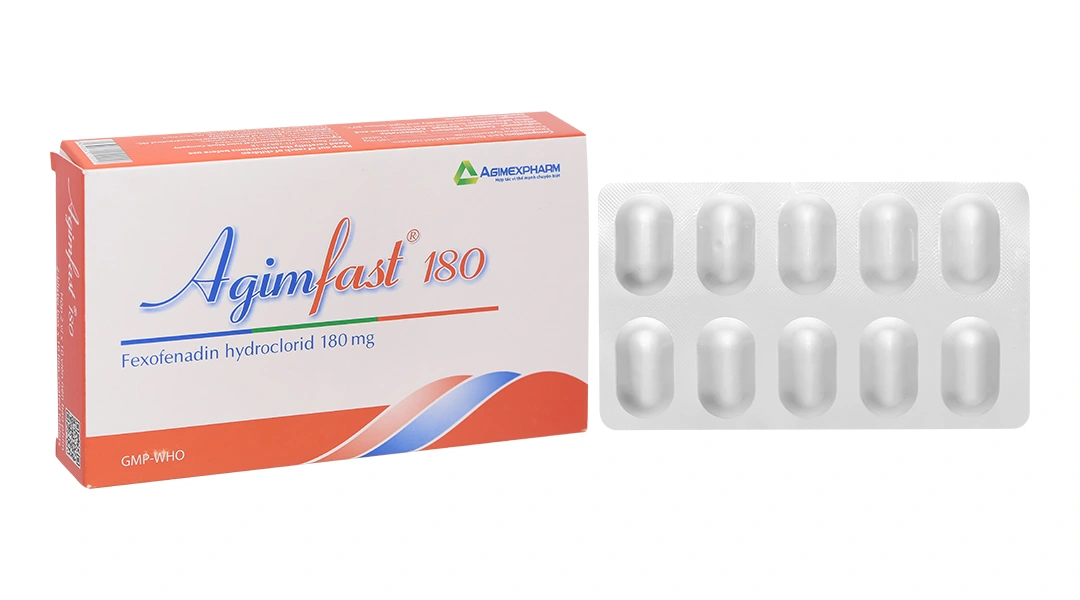 Agimfast 180 trị triệu chứng viêm mũi dị ứng, ngứa, nổi mày đay (2 vỉ x 10 viên) - 