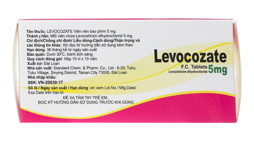 Levocozate 5mg trị viêm mũi dị ứng, mày đay (10 vỉ x 10 viên) - 2