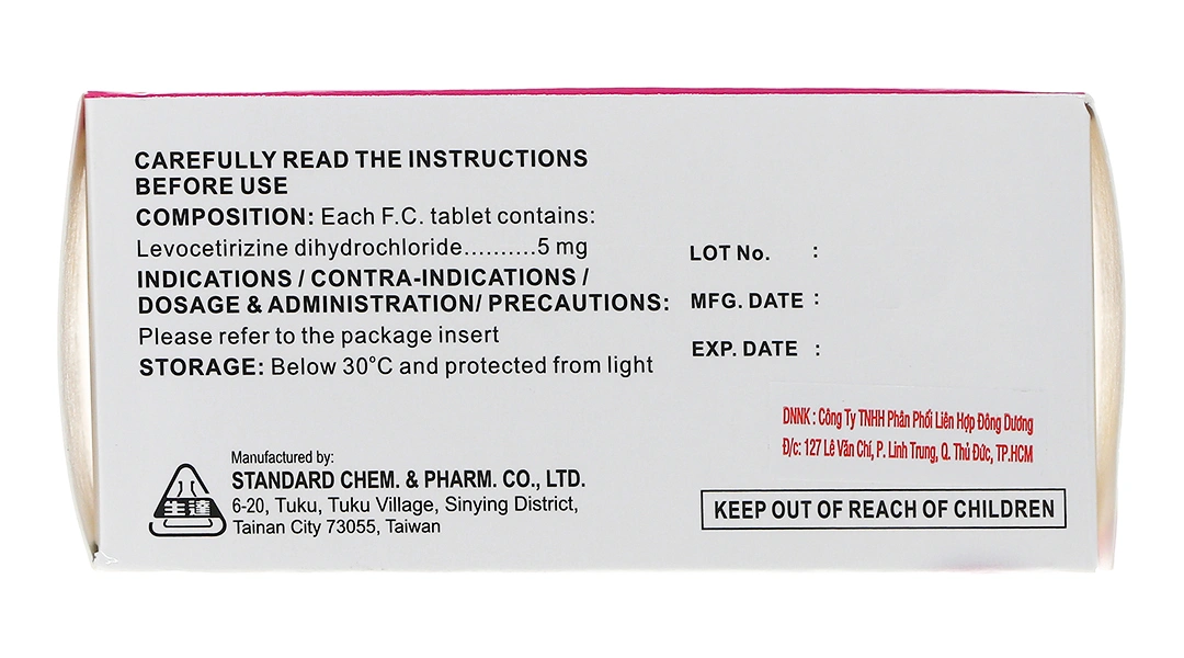 Levocozate 5mg trị viêm mũi dị ứng, mày đay (10 vỉ x 10 viên) - 3