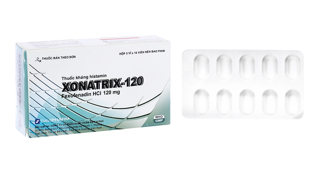Xonatrix-120 giúp giảm các triệu chứng viêm mũi dị ứng theo mùa (3 vỉ x 10 viên) - 