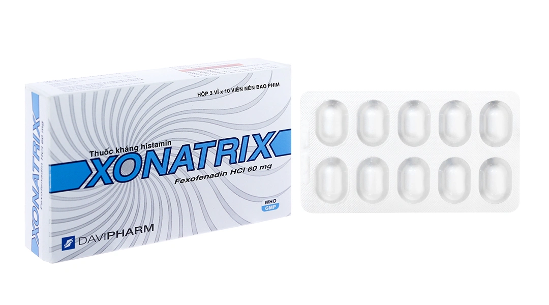 Xonatrix 60mg trị triệu chứng viêm mũi dị ứng, mày đay (3 vỉ x 10 viên) - 