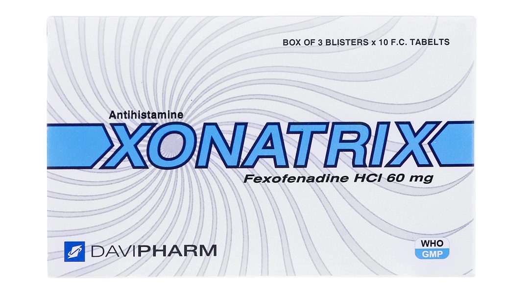 Xonatrix 60mg trị triệu chứng viêm mũi dị ứng, mày đay (3 vỉ x 10 viên) - 1